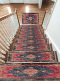 Faded Red and Navy Vintage Persian non-slip stair mat