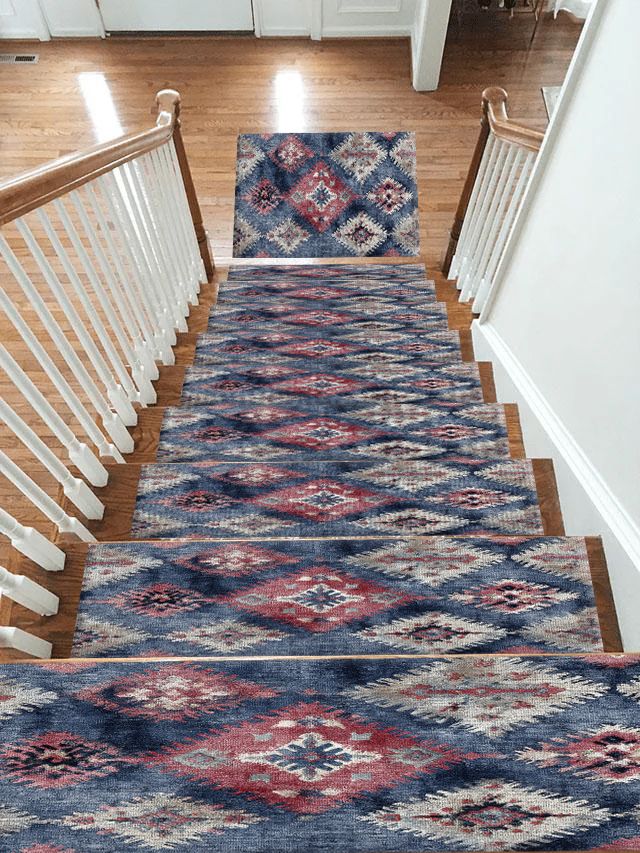 Lavender and Pink Faded Kilim non-slip stair mat
