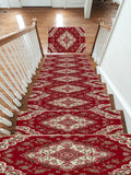 Crimson and Ivory Floral Persian non-slip stair mat