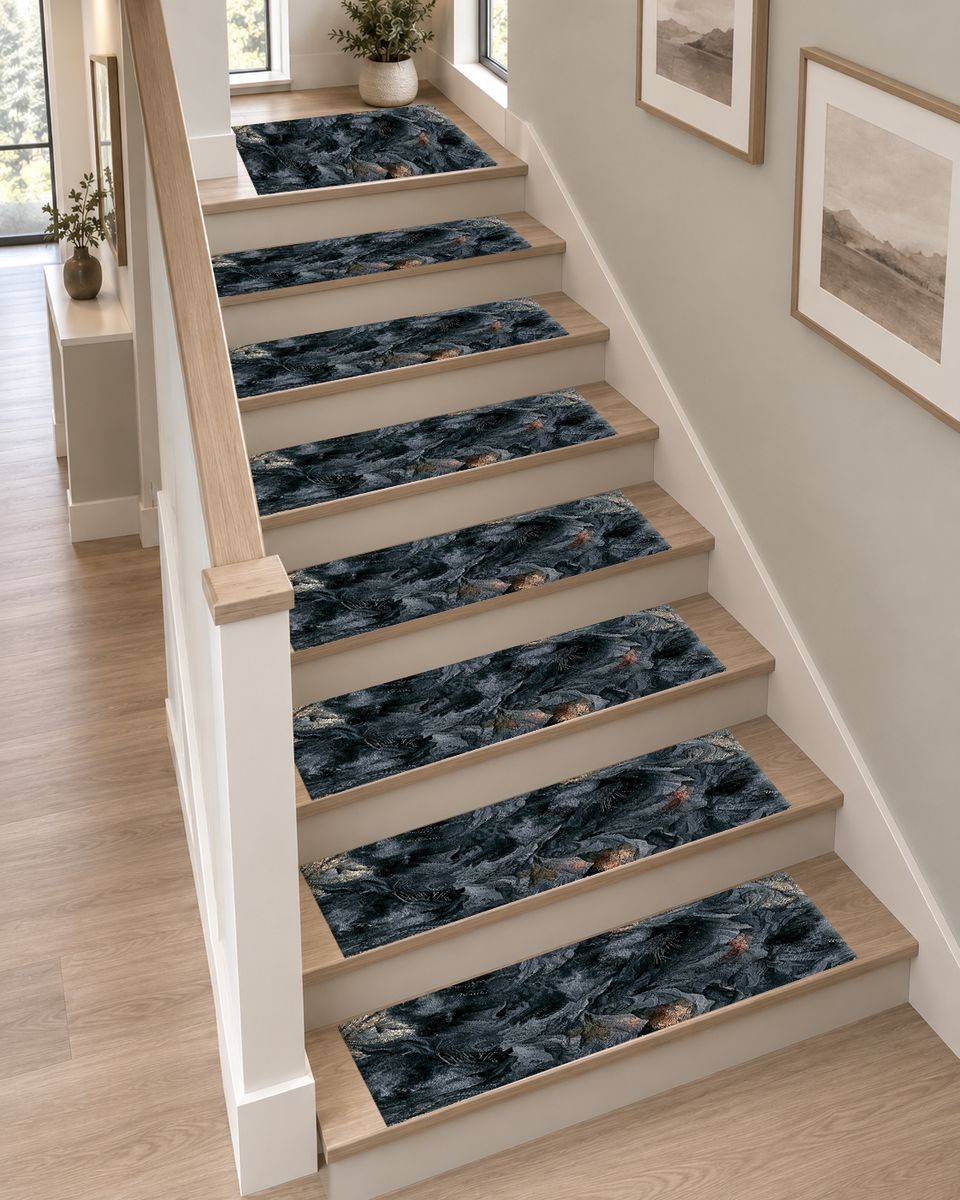 Charcoal Panther Abstract Texture non-slip stair mat