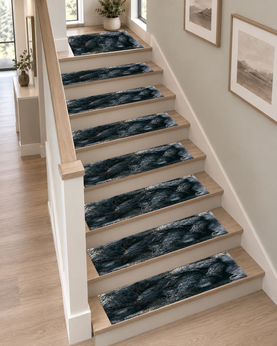 Black Leopard Shadow Abstract non-slip stair mat