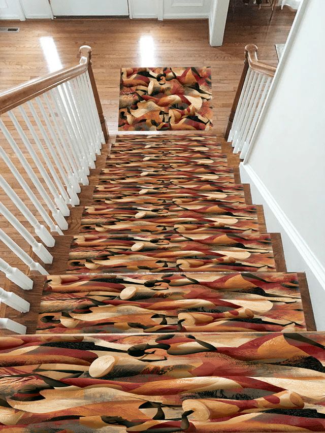 Terracotta Cubist Abstract non-slip stair mat