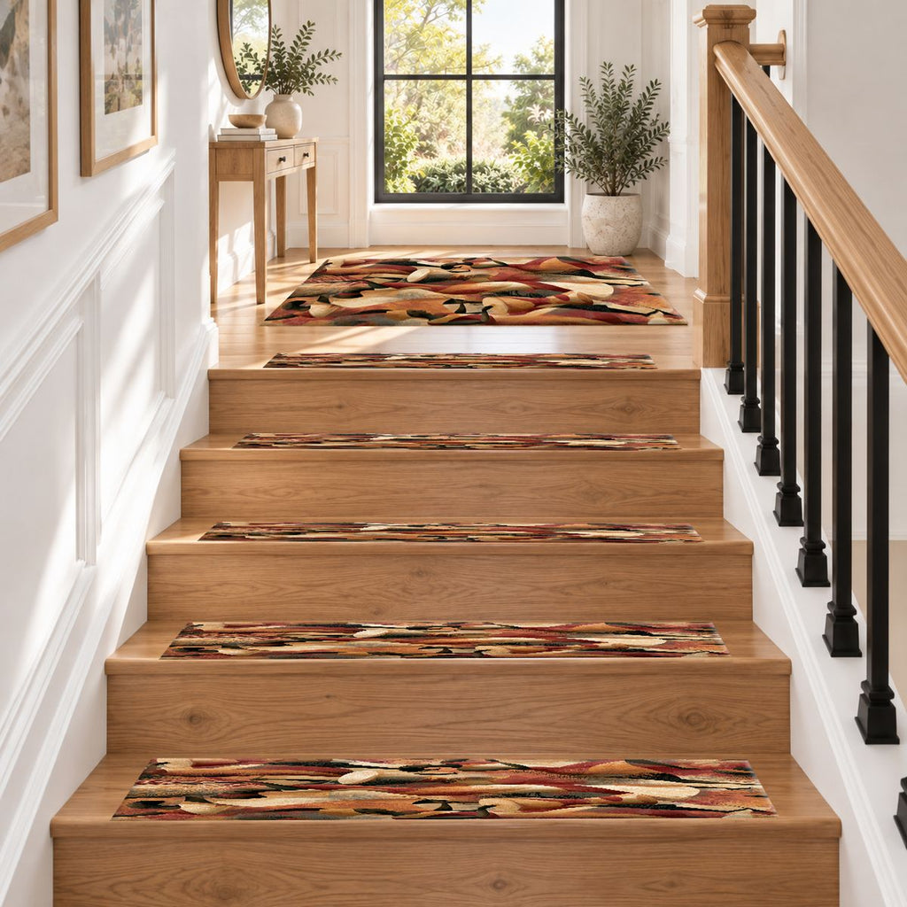 Terracotta Cubist Abstract non-slip stair mat