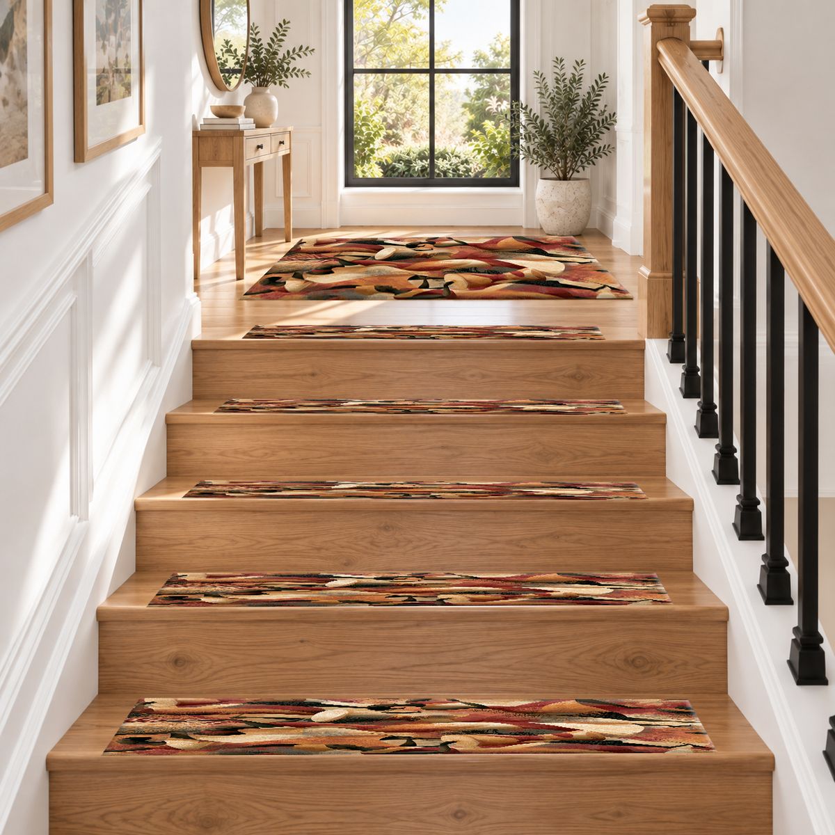 Terracotta Cubist Abstract non-slip stair mat
