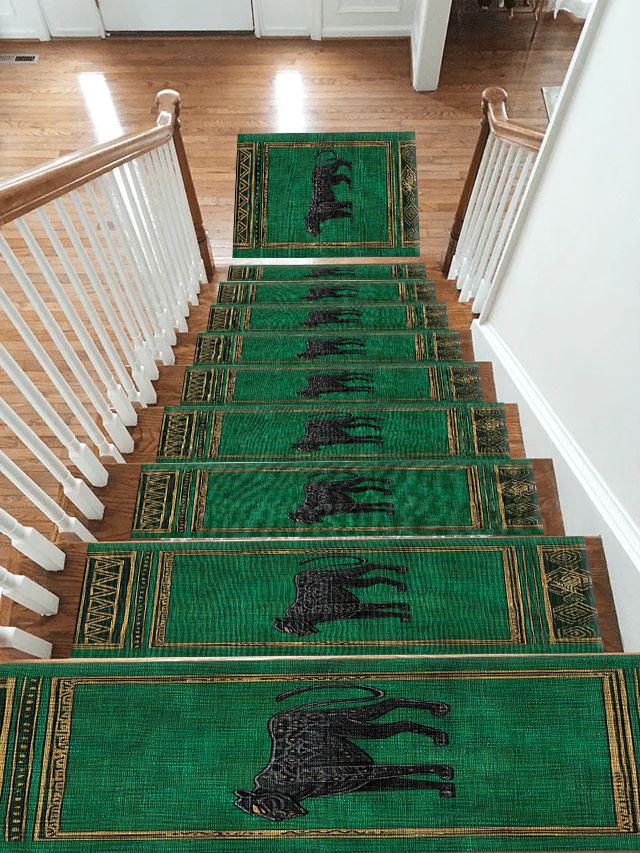 Emerald Black Panther Art Deco non-slip stair mat
