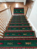 Green and Red Floral Embroidered Runner non-slip stair mat