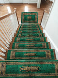 Emerald Scarab Minimalist Greek Key non-slip stair mat