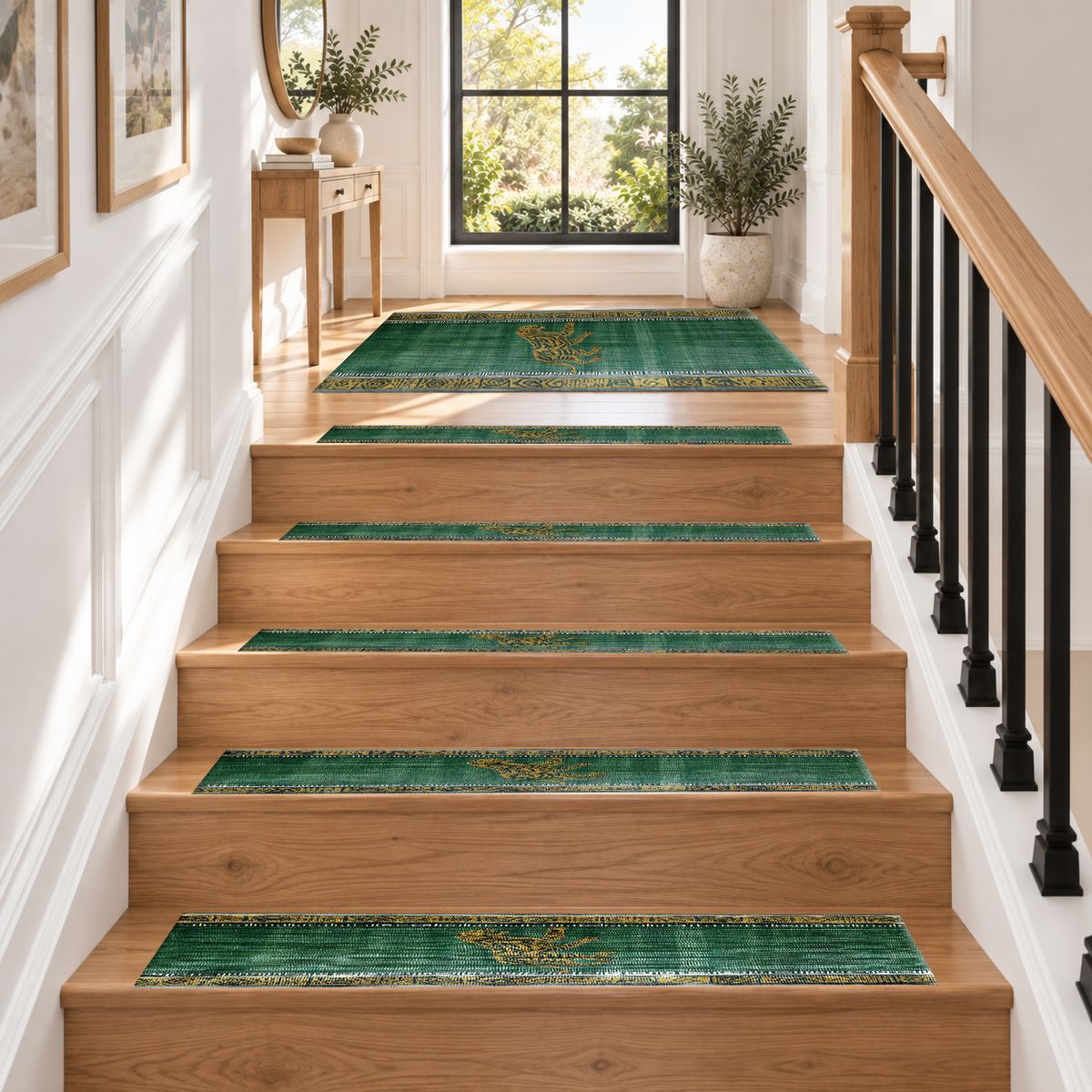 Green Running Cheetah Border non-slip stair mat