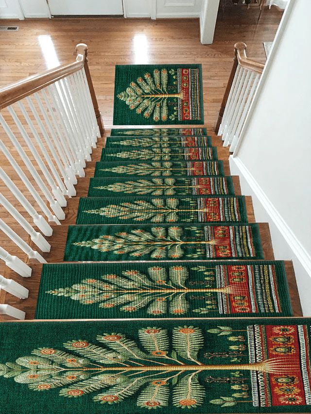 Emerald Tree of Life Folk Art non-slip stair mat