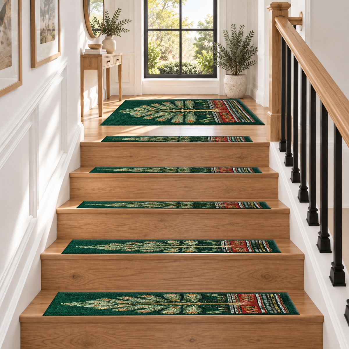 Emerald Tree of Life Folk Art non-slip stair mat