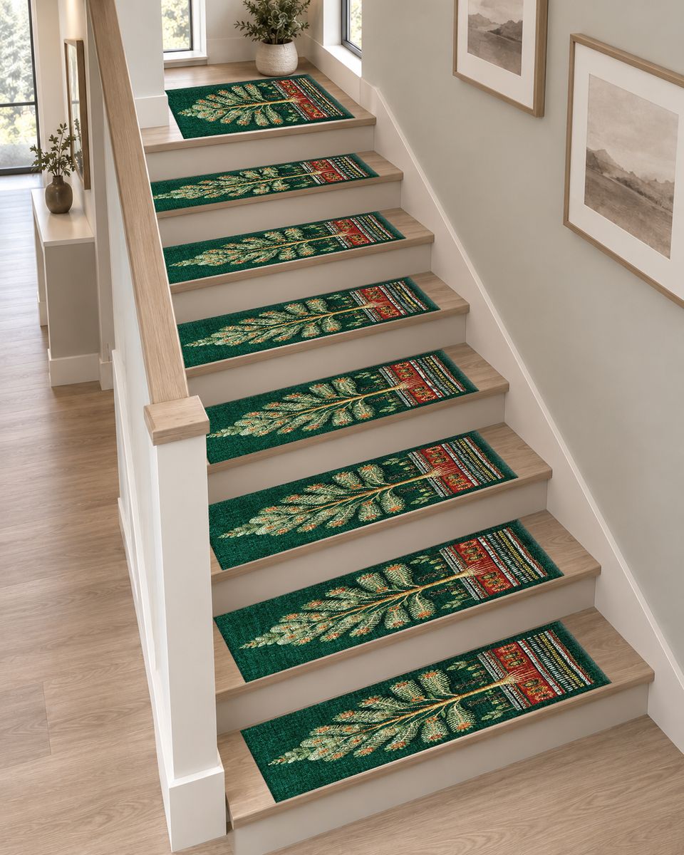 Emerald Tree of Life Folk Art non-slip stair mat