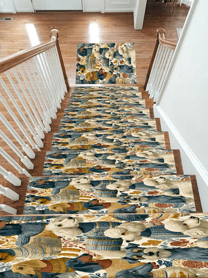 Cozy Dogs in Sweaters Pattern Stair Treads, Non-Slip Stair Mat Set