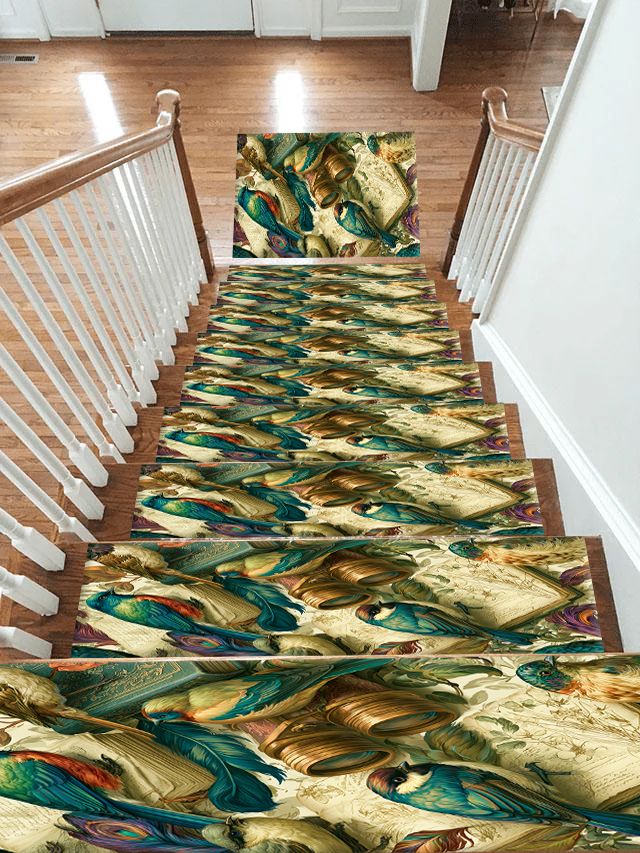 Vintage Kingfisher Birds non-slip stair mat