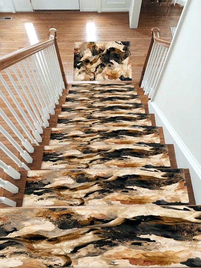 Black and Cream Bull Abstract non-slip stair mat