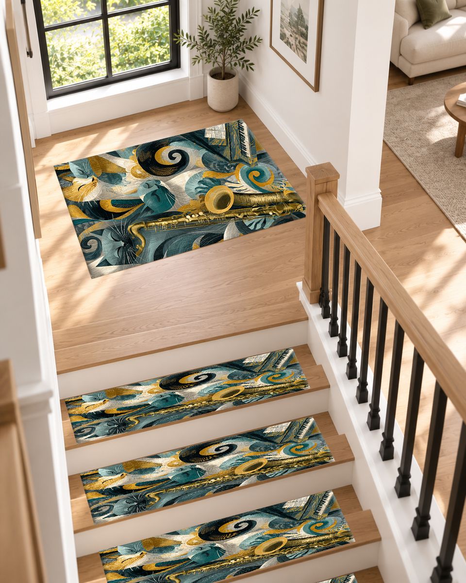 Jazz Music Instruments Abstract non-slip stair mat
