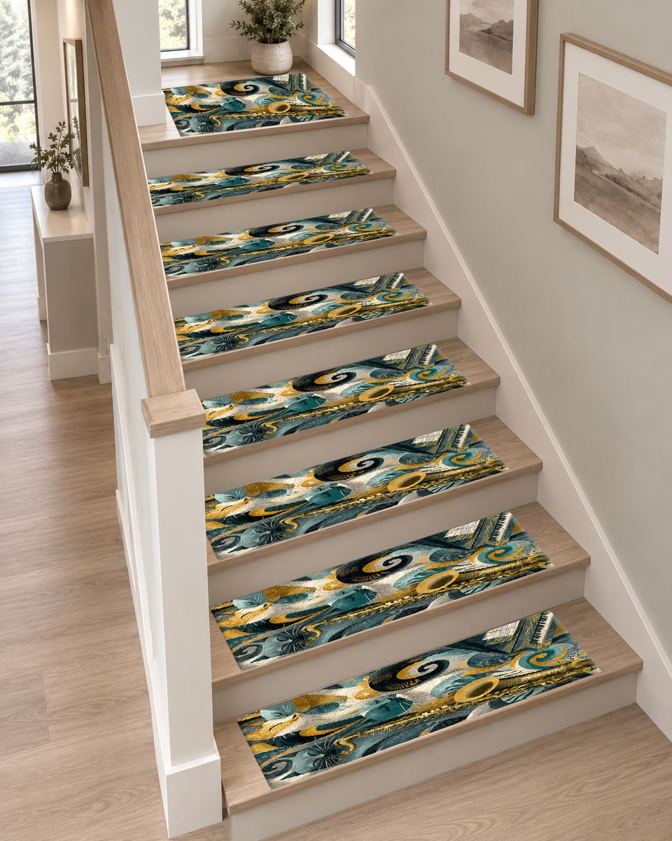 Jazz Music Instruments Abstract non-slip stair mat
