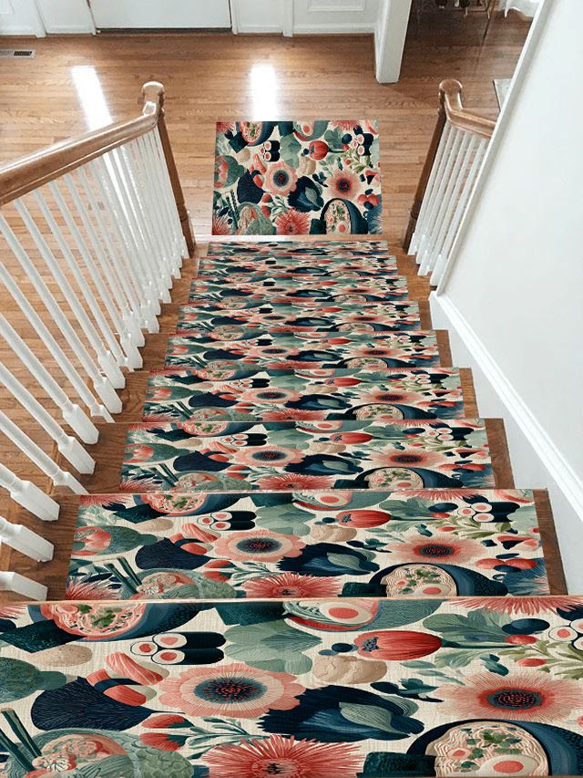 Sushi and Ramen Floral Pattern non-slip stair mat