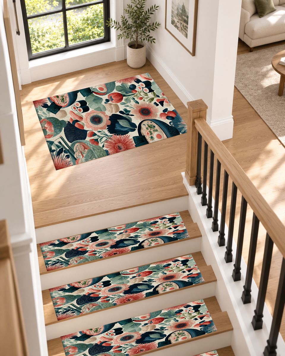 Sushi and Ramen Floral Pattern non-slip stair mat