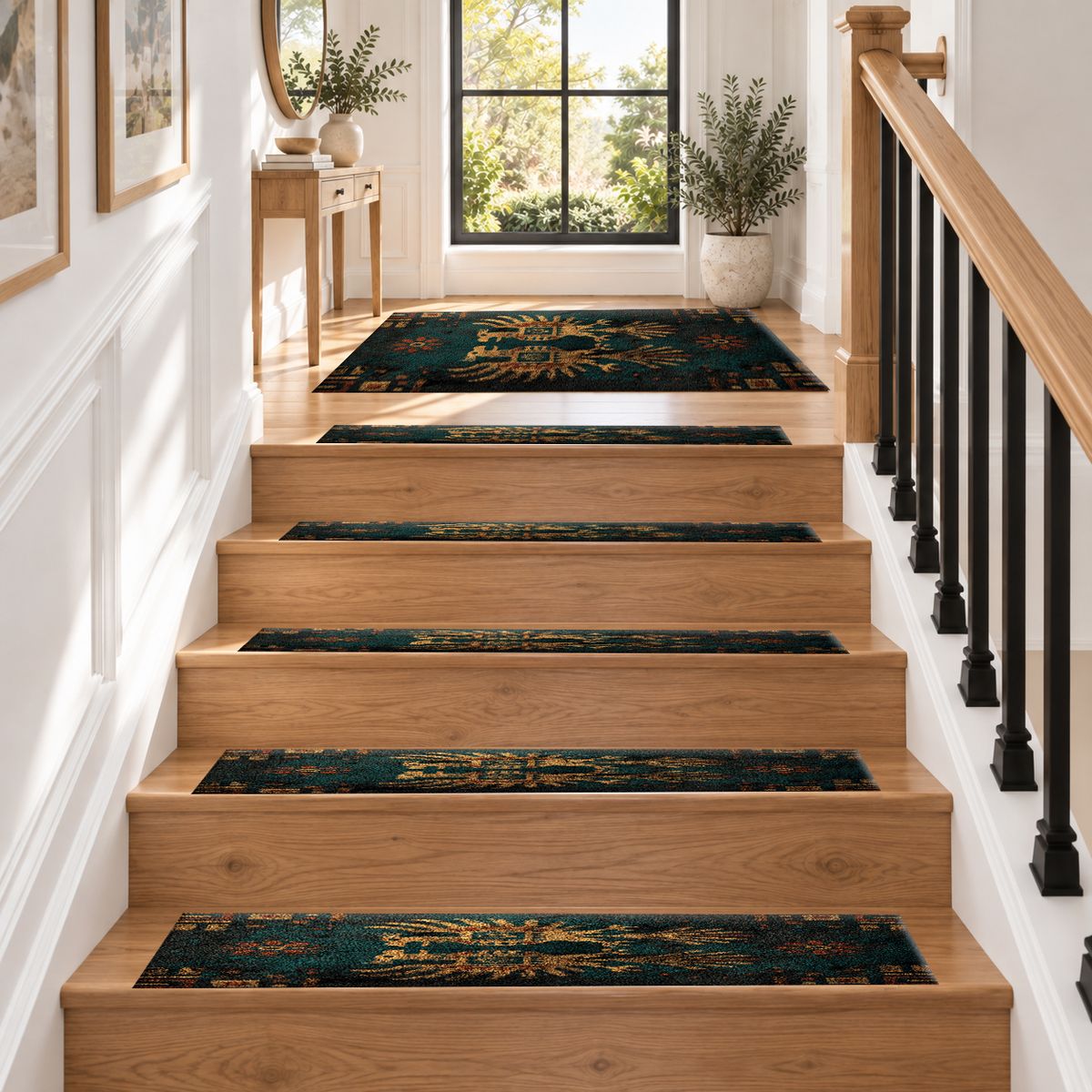 Dark Teal Double Eagle Crest non-slip stair mat