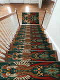 Teal Folk Art Roosters non-slip stair mat