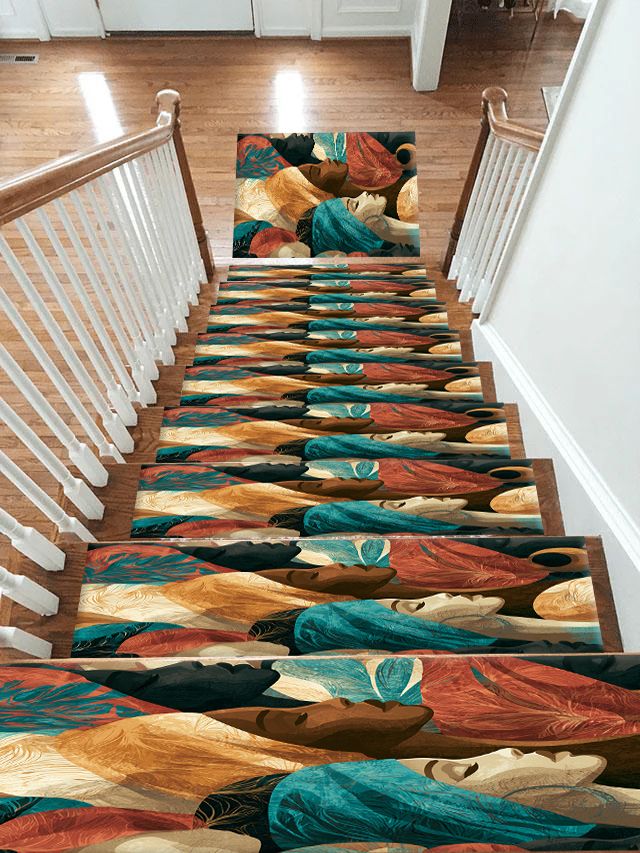 Turban Women Portrait Collage non-slip stair mat