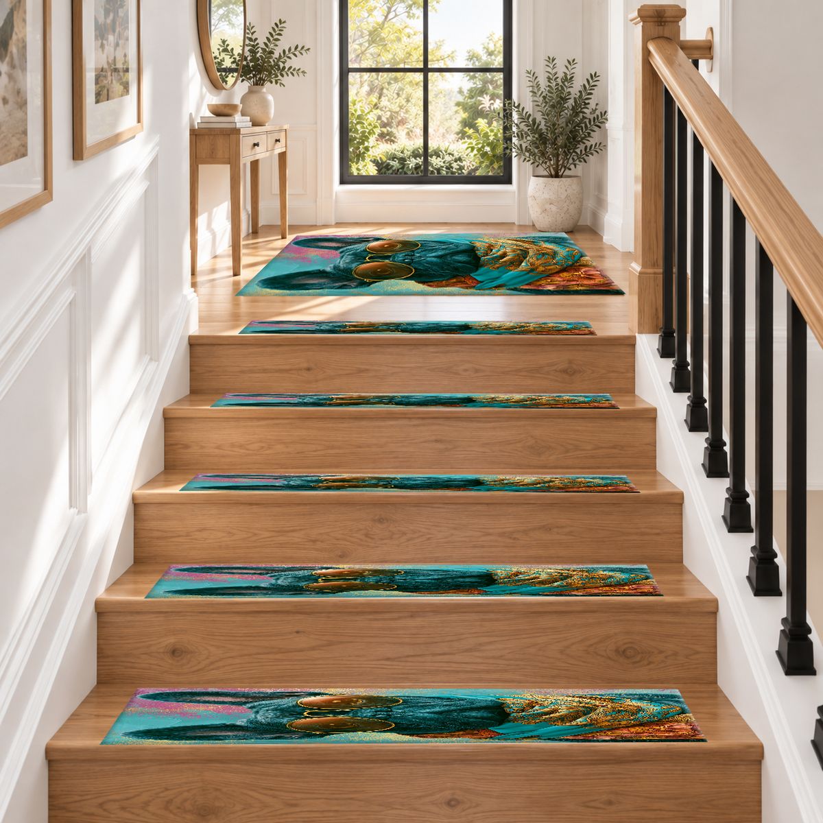 French Bulldog in Sunglasses non-slip stair mat
