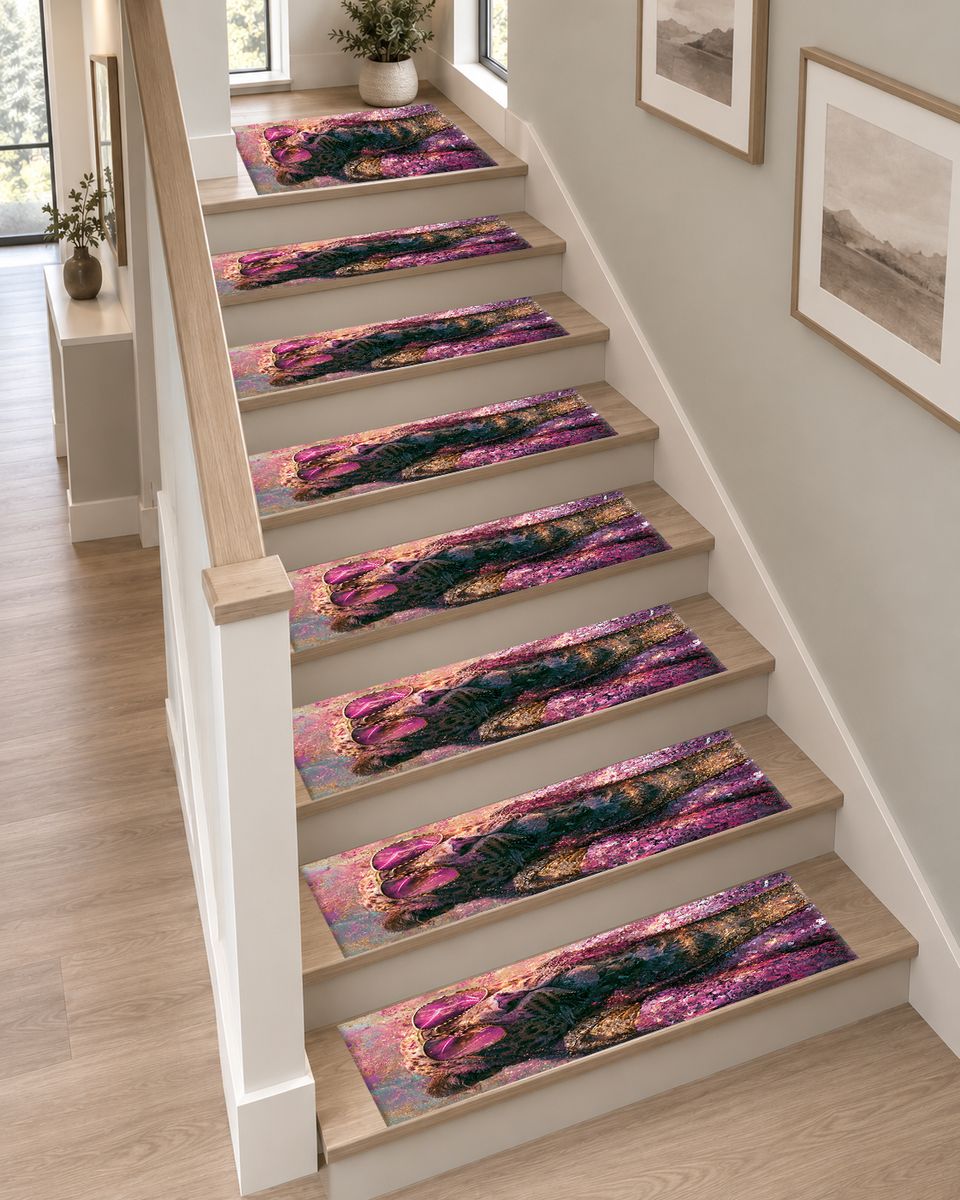 Fashion Leopard in Pink Sunglasses non-slip stair mat