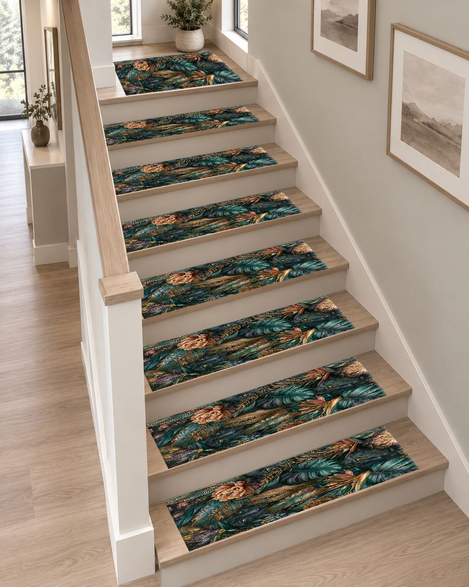 Dark Tropical Panther Jungle non-slip stair mat
