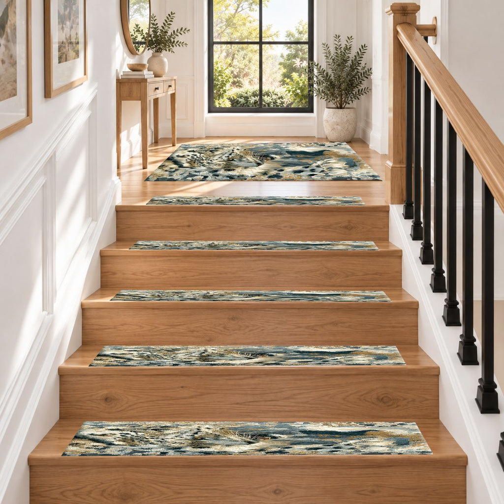 Snow Leopard Abstract Pattern non-slip stair mat