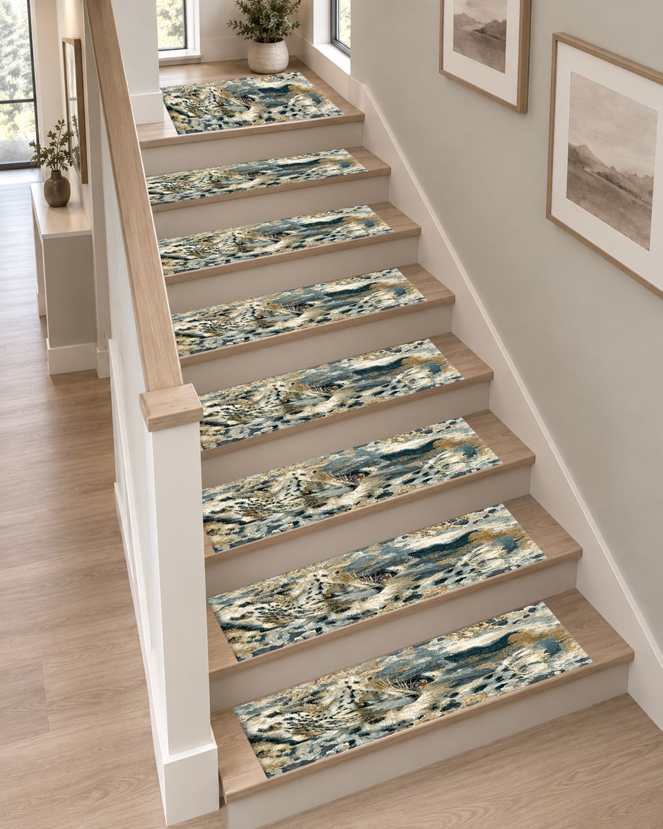 Snow Leopard Abstract Pattern non-slip stair mat