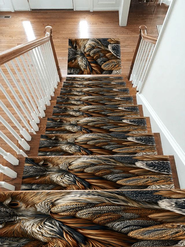 Brown Owl Feather Close Up non-slip stair mat