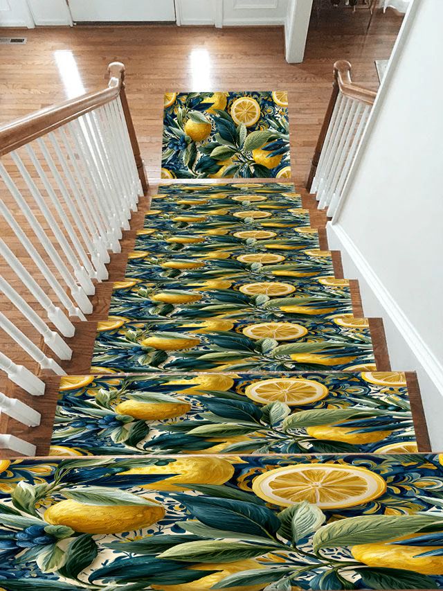 Lemon and Blue Berry Botanical non-slip stair mat