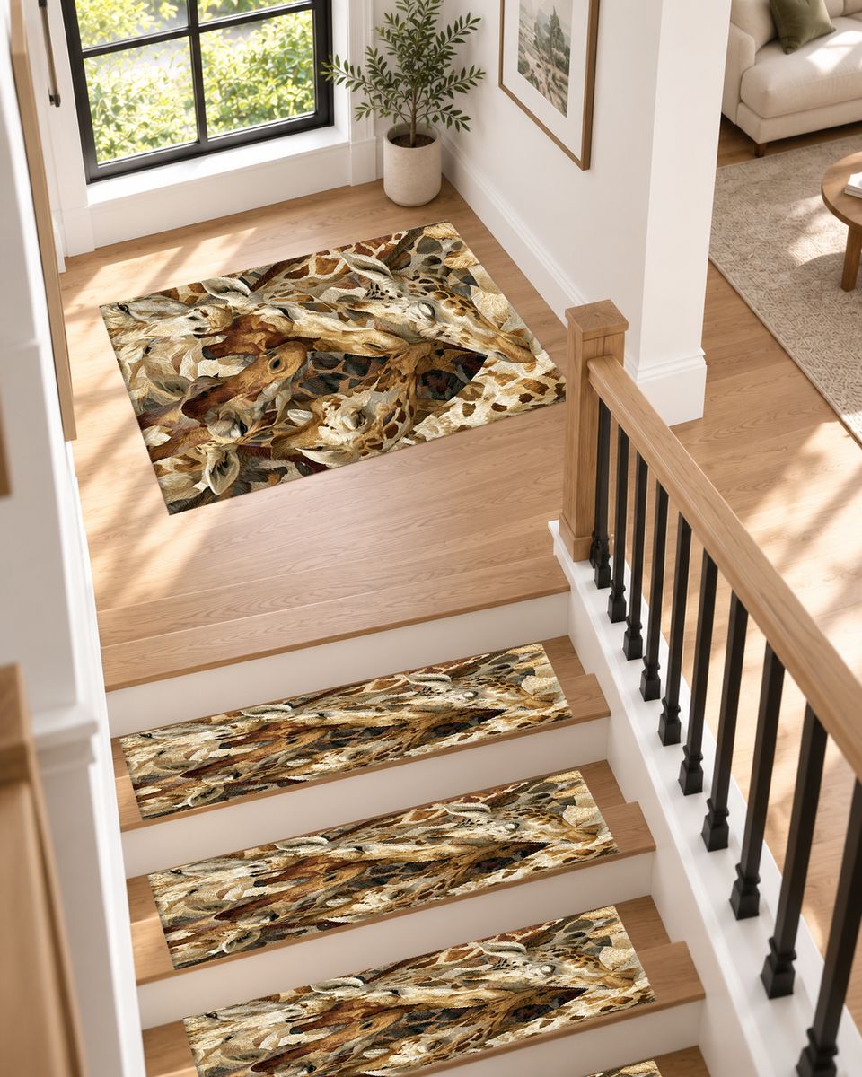 Giraffe Pattern Collage non-slip stair mat