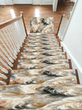 White and Gray Fluffy Fur non-slip stair mat