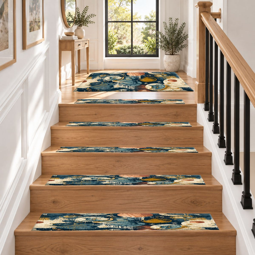 Astronaut Cats in Galaxy non-slip stair mat