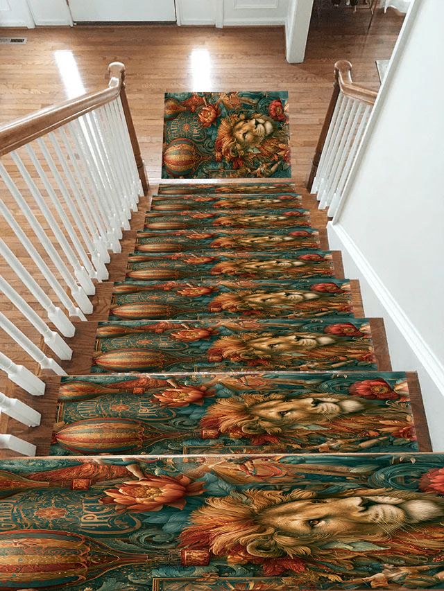 Vintage Circus Lion and Balloons non-slip stair mat