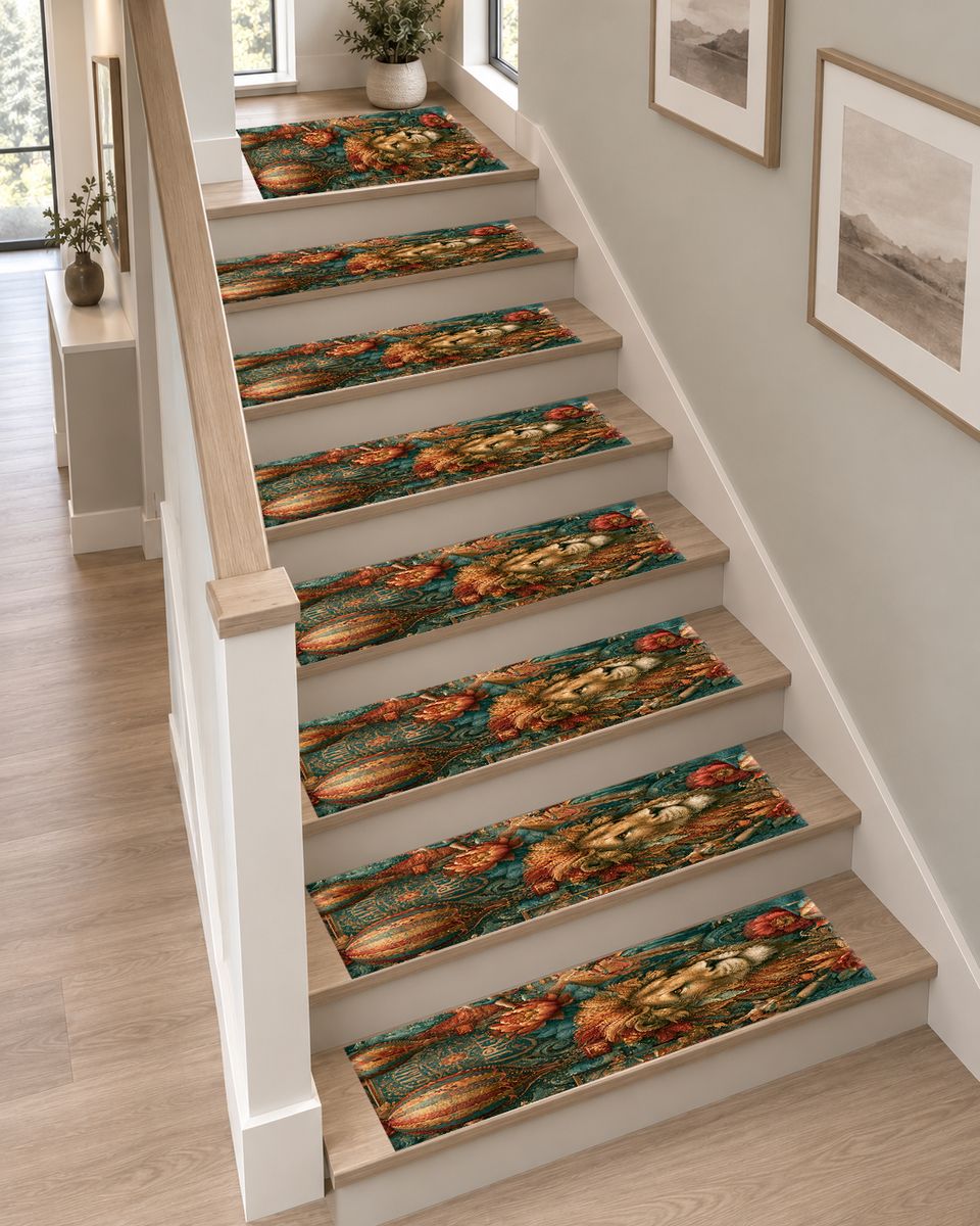 Vintage Circus Lion and Balloons non-slip stair mat