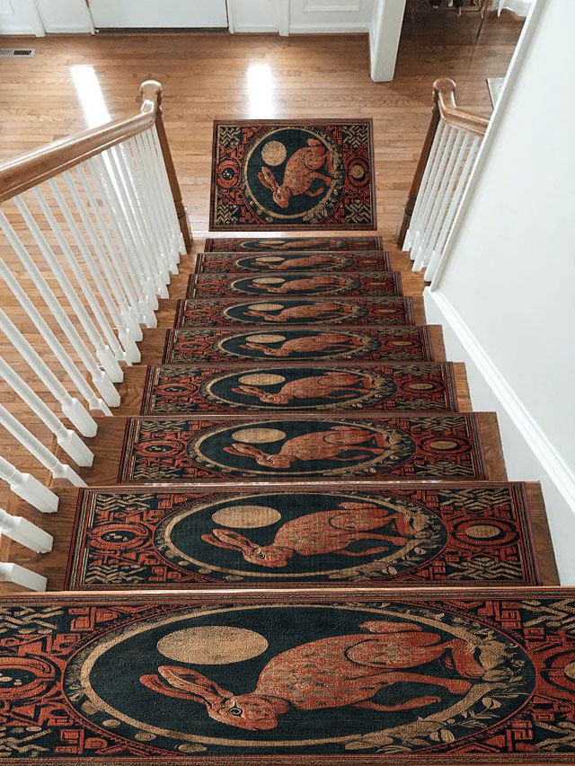 Red Moon Rabbit Folk Medallion non-slip stair mat