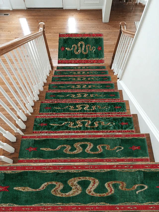 Green and Red Serpent Runner non-slip stair mat