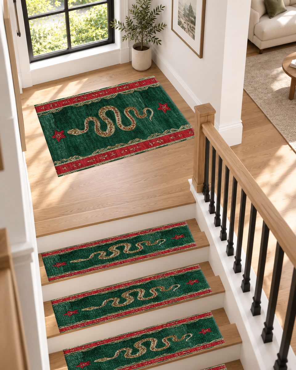 Green and Red Serpent Runner non-slip stair mat