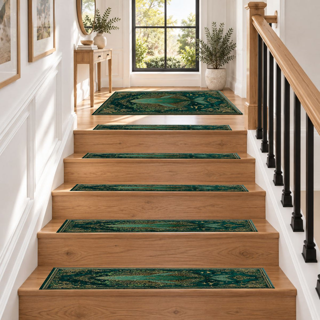 Teal Whale Celestial Medallion non-slip stair mat