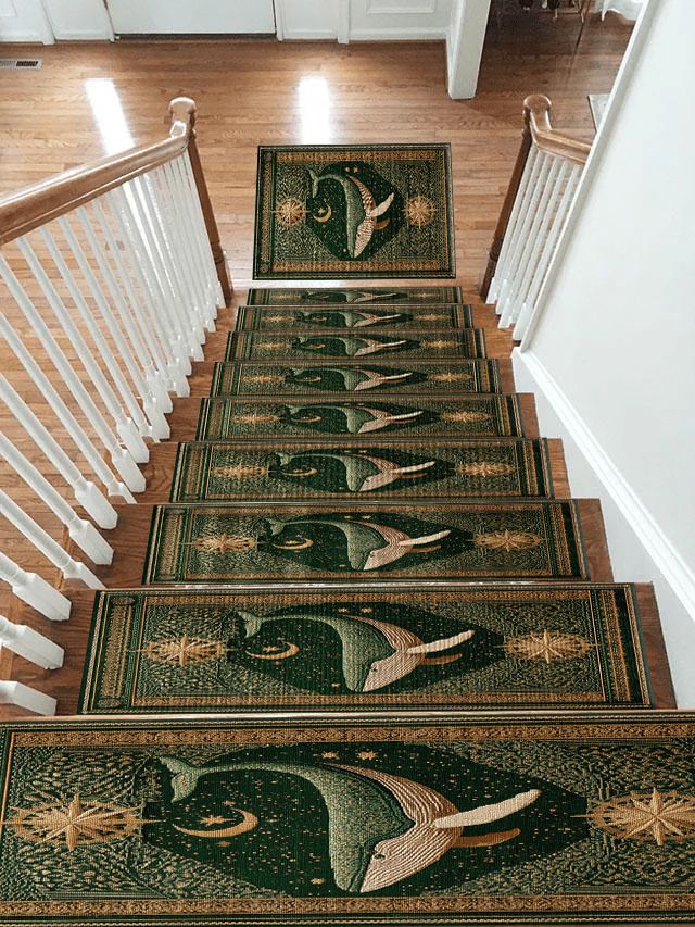 Green Whale Starry Night non-slip stair mat