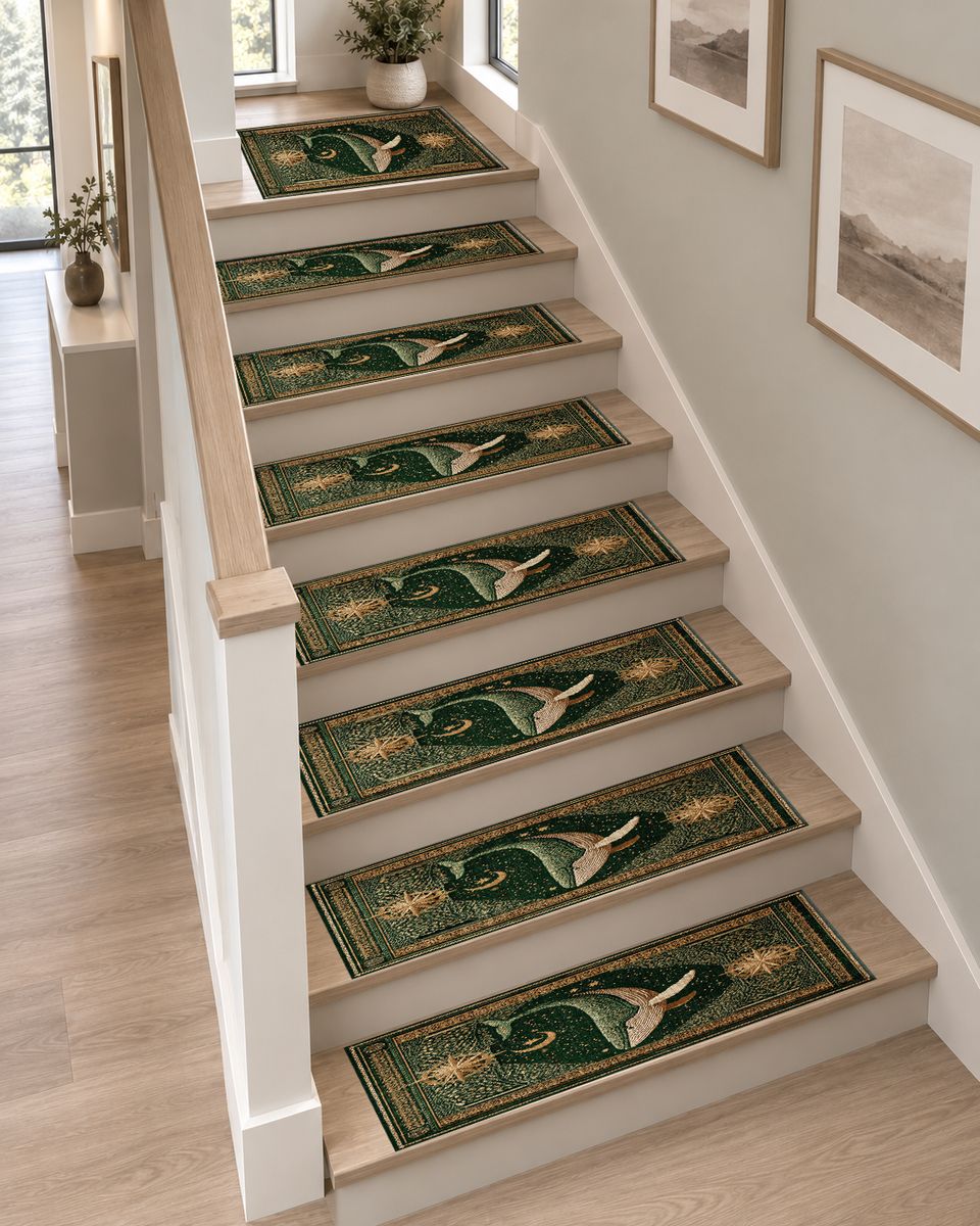 Green Whale Starry Night non-slip stair mat