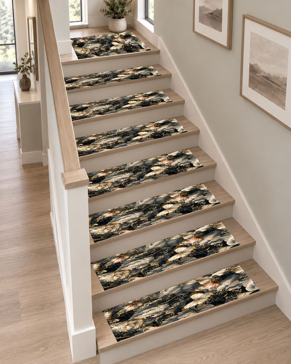 Butterflies and Dark Peonies non-slip stair mat