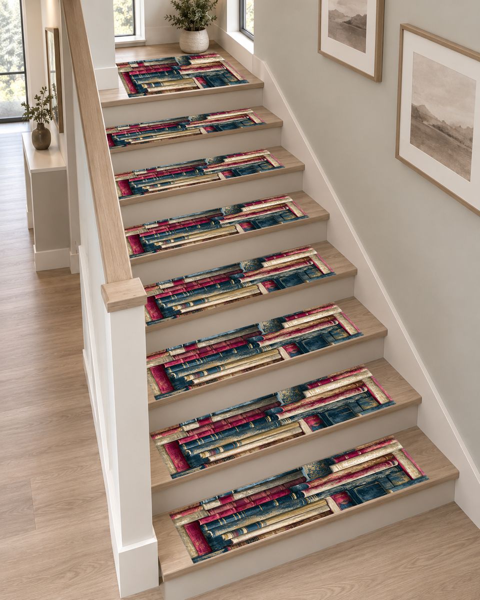 Library Books Pattern non-slip stair mat