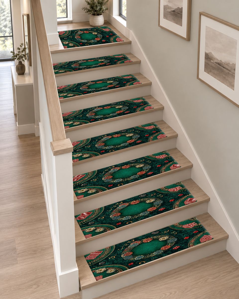 Green Poker Table Casino non-slip stair mat