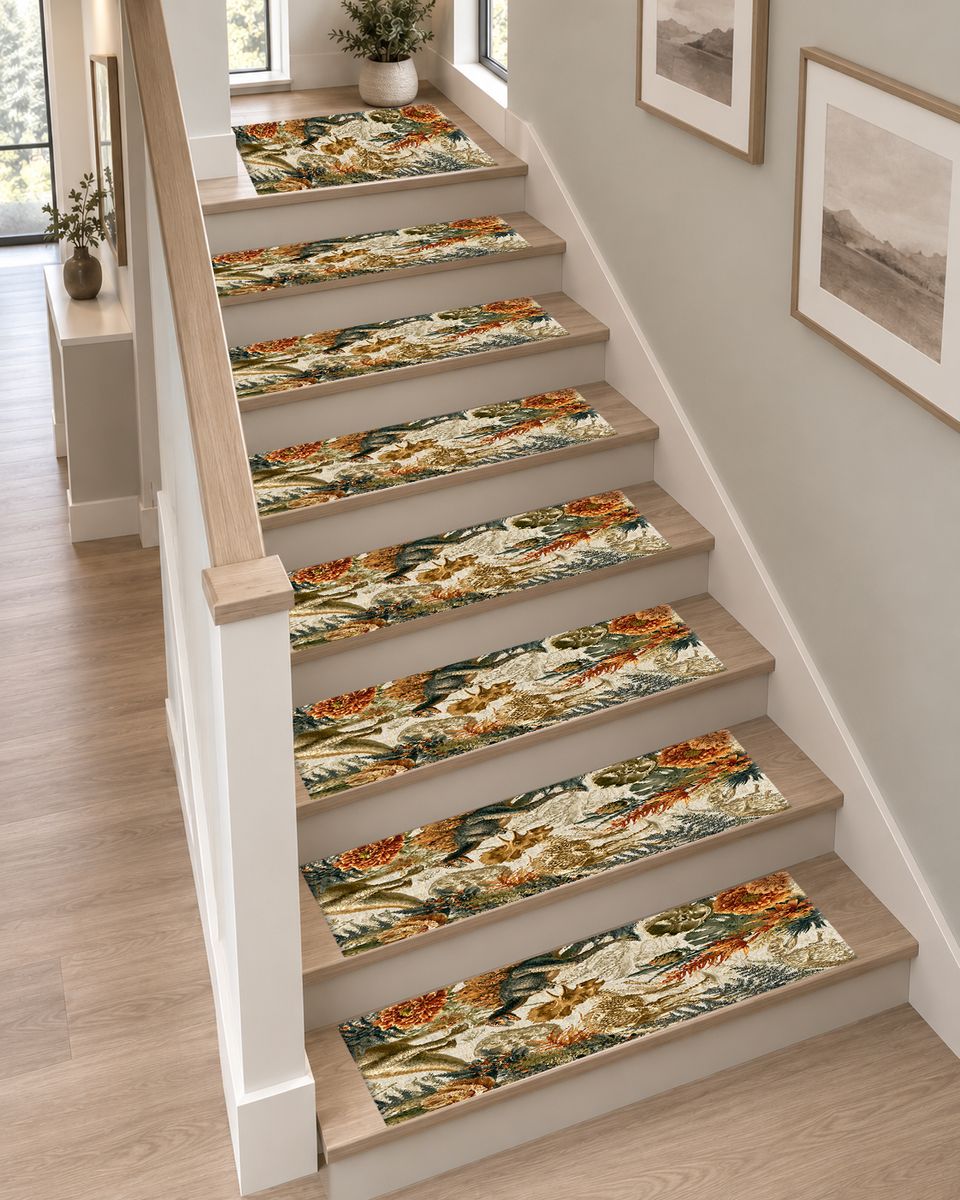 Dinosaur Fossil Botanical non-slip stair mat
