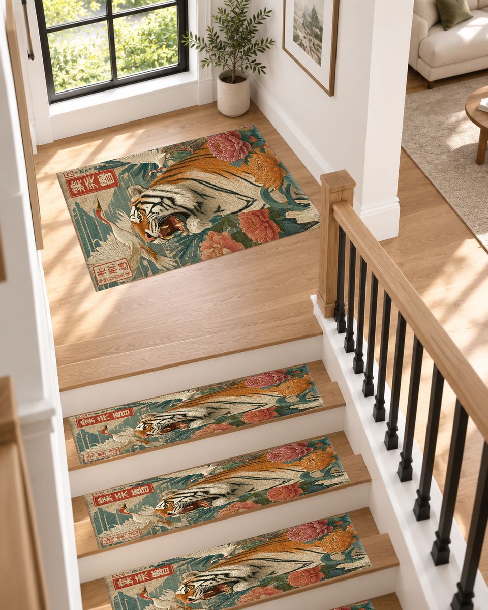 Roaring Tiger Japanese Art non-slip stair mat