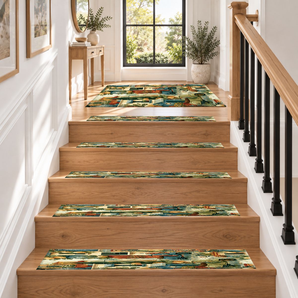 Mediterranean Scooter Street Scene non-slip stair mat