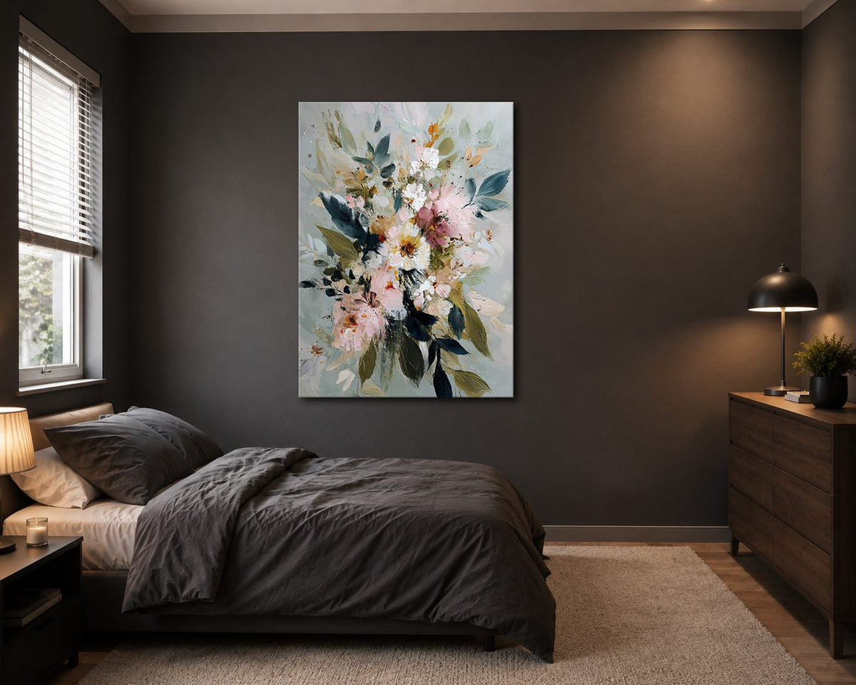 Soft Watercolor Floral Bouquet canvas wall art, unframed canvas